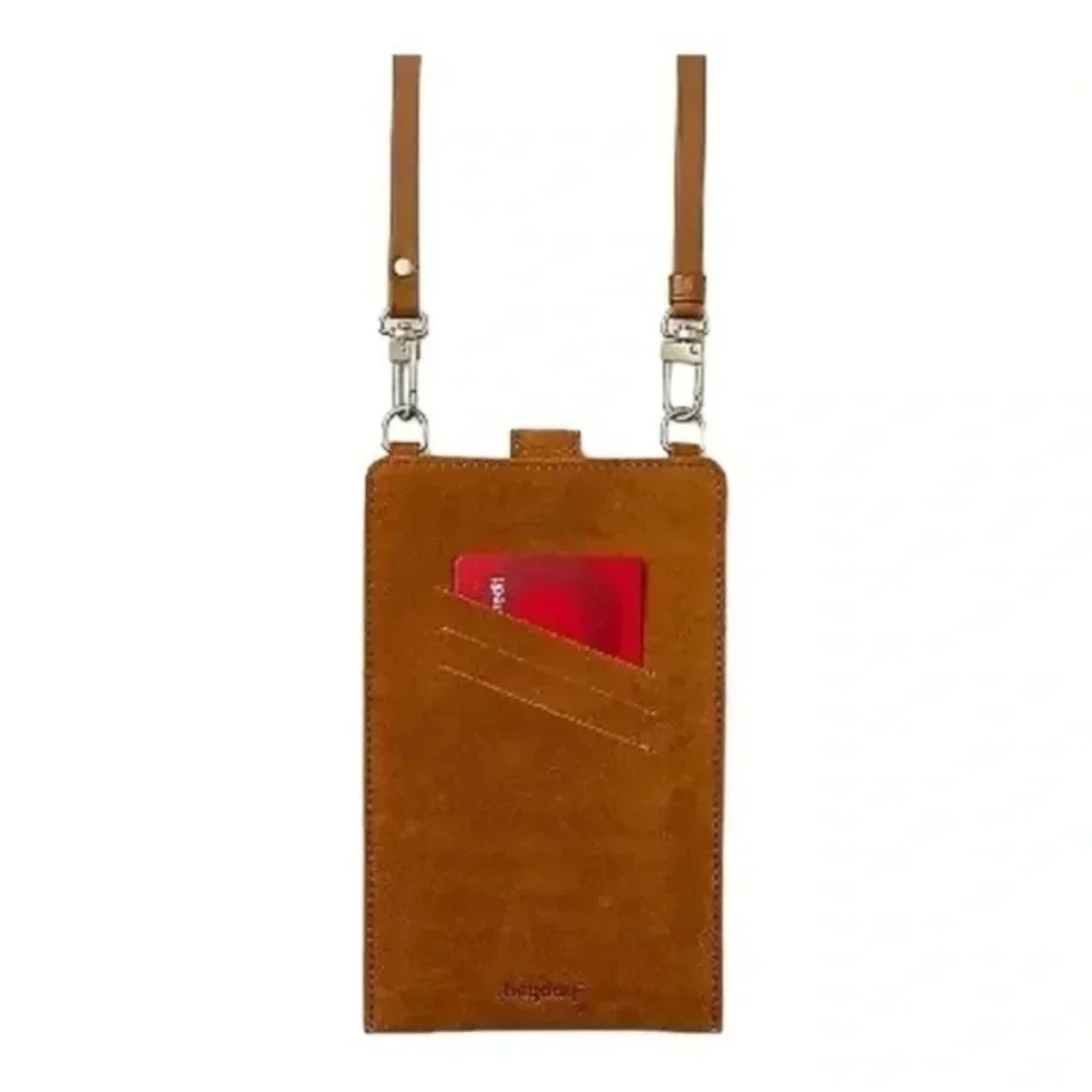 Heyday Phone Holder‎ Crossbody Brown Faux Leather New​​​
